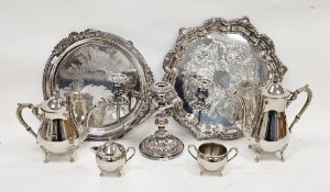 Late 19th/early 20th century silver plated salver of circular form with embossed foliate decoration,