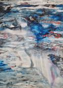 20th century school Oil on canvas Large abstract composition of figures in sea, unsigned,