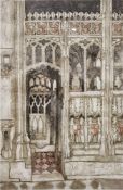 After Valerie Thornton (1931-1991)  Aquatint on paper Tewkesbury Abbey interior, no.60/70, signed