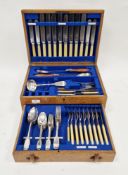 Early 20th century silver plated canteen of cutlery by Mappin & Webb, comprising dessert knives,