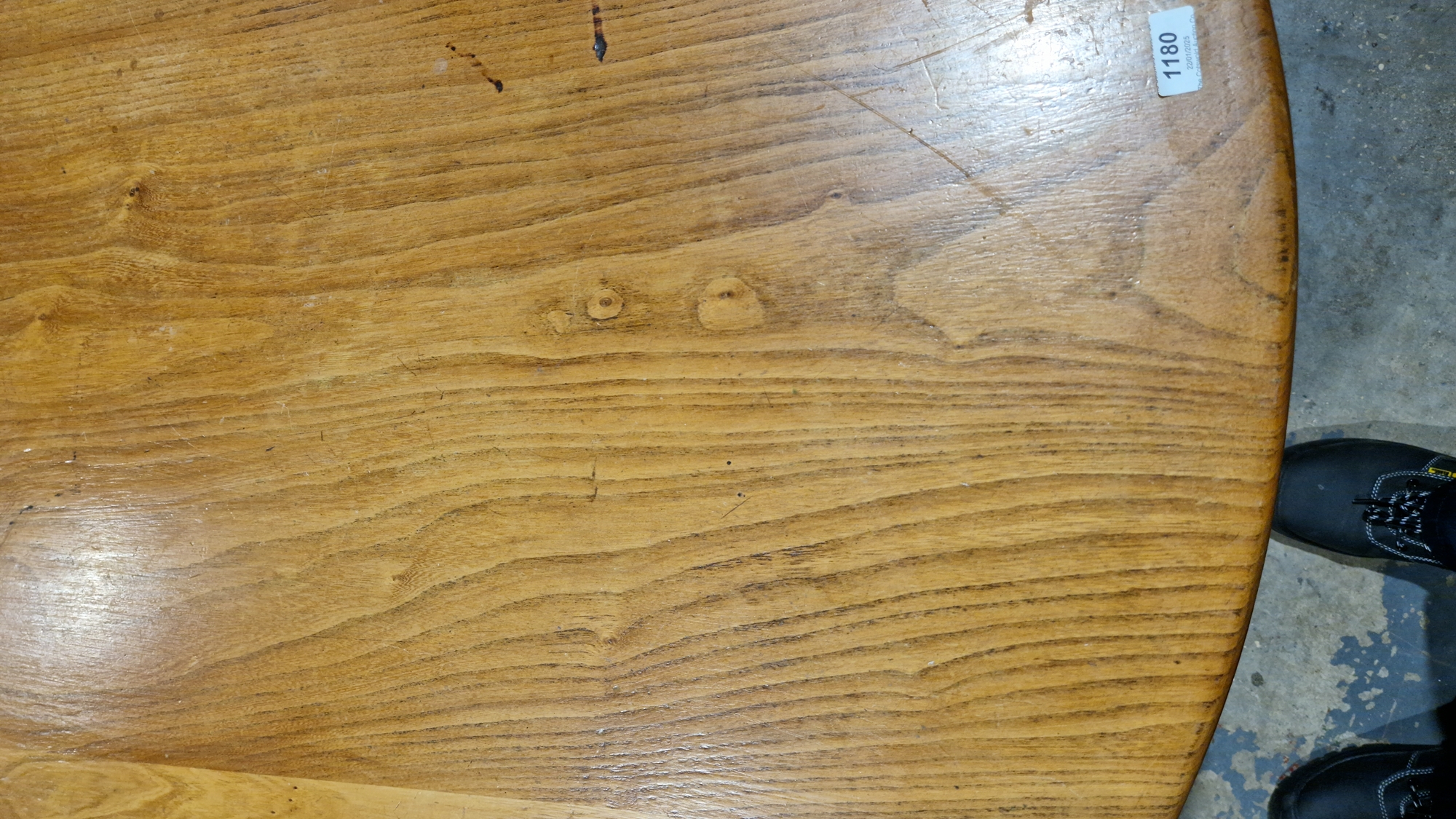 Modern pale oak dining table, the circular top on a substantial cross-form base, 123cm diameter x - Image 5 of 25