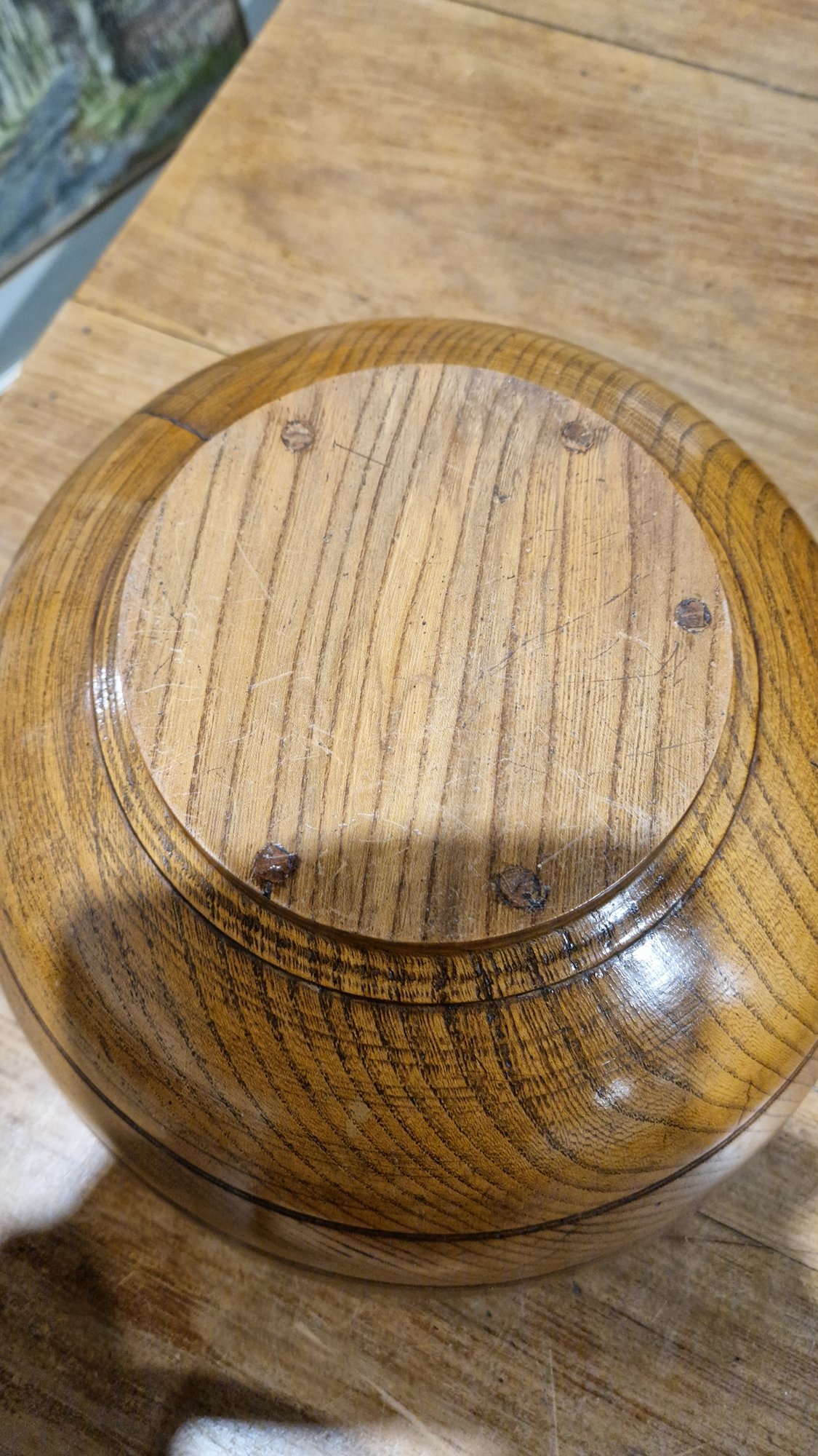 Two treen elm bowls in sizes, each turned, the first 19th/early 20th century (with repair to - Image 8 of 16