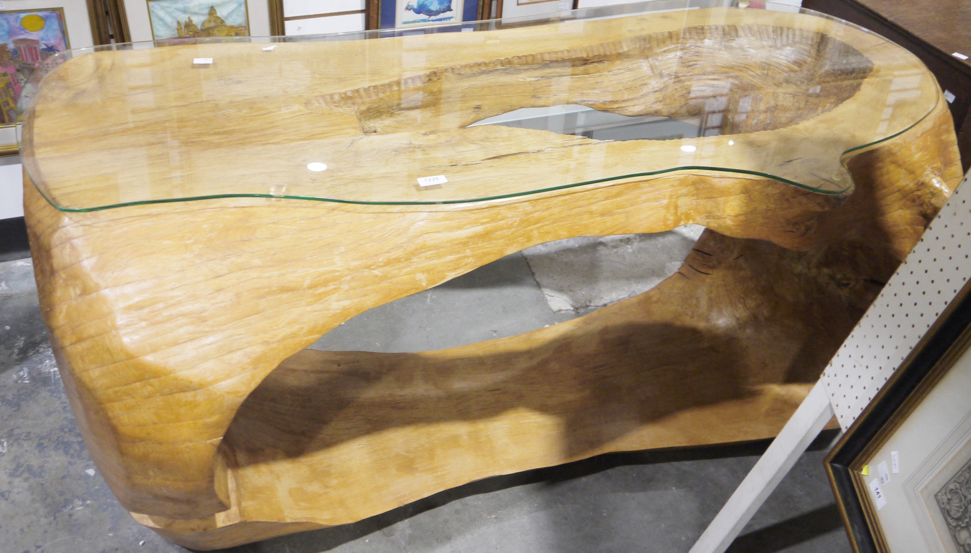 20th century oak coffee table of naturalistic form by Mike Woolley, carved from a single piece of - Image 5 of 5