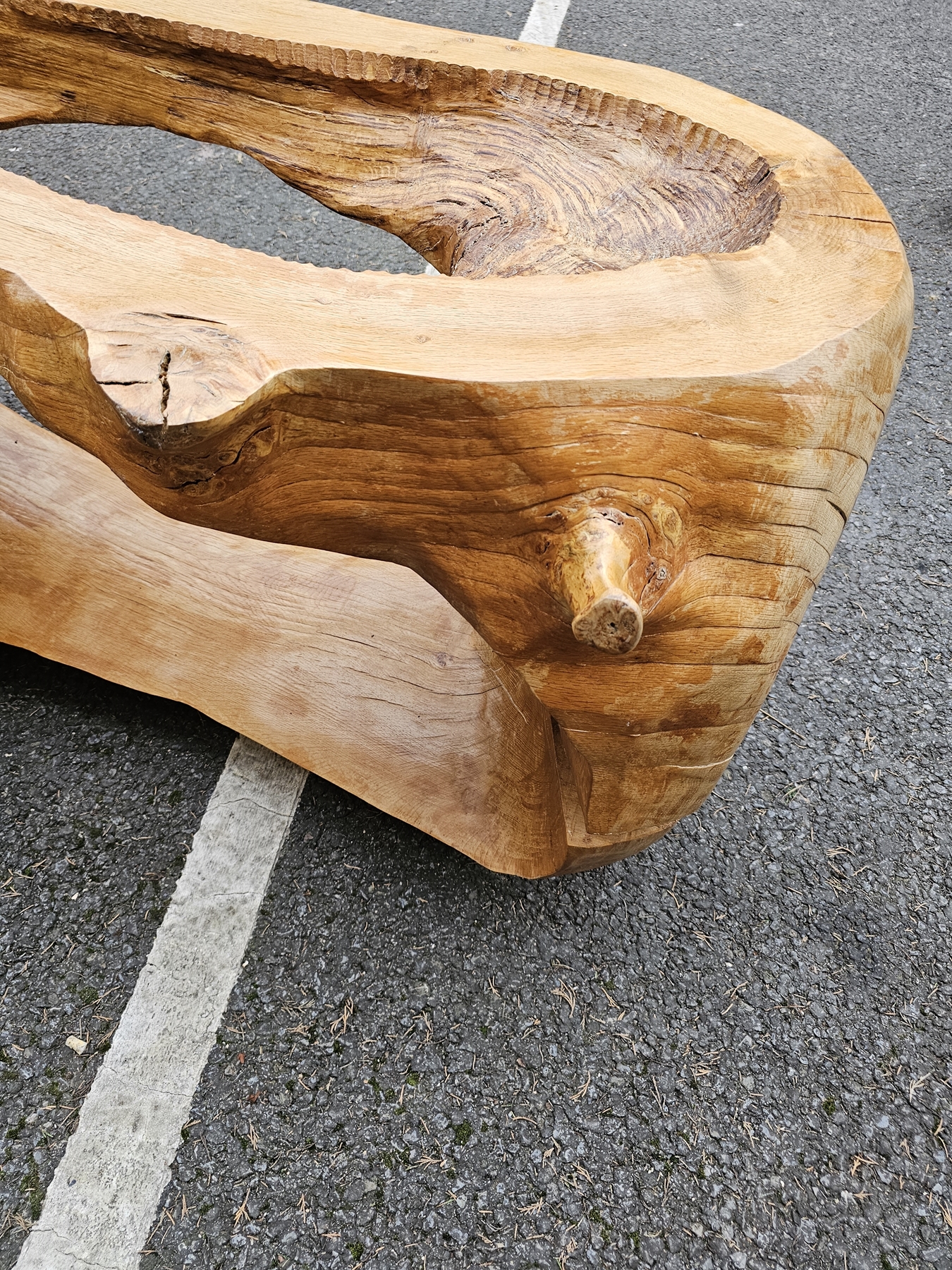 20th century oak coffee table of naturalistic form by Mike Woolley, carved from a single piece of - Image 4 of 5