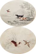 Late 19th century British School Watercolour and pencil on paper Two hunting scenes, with hounds