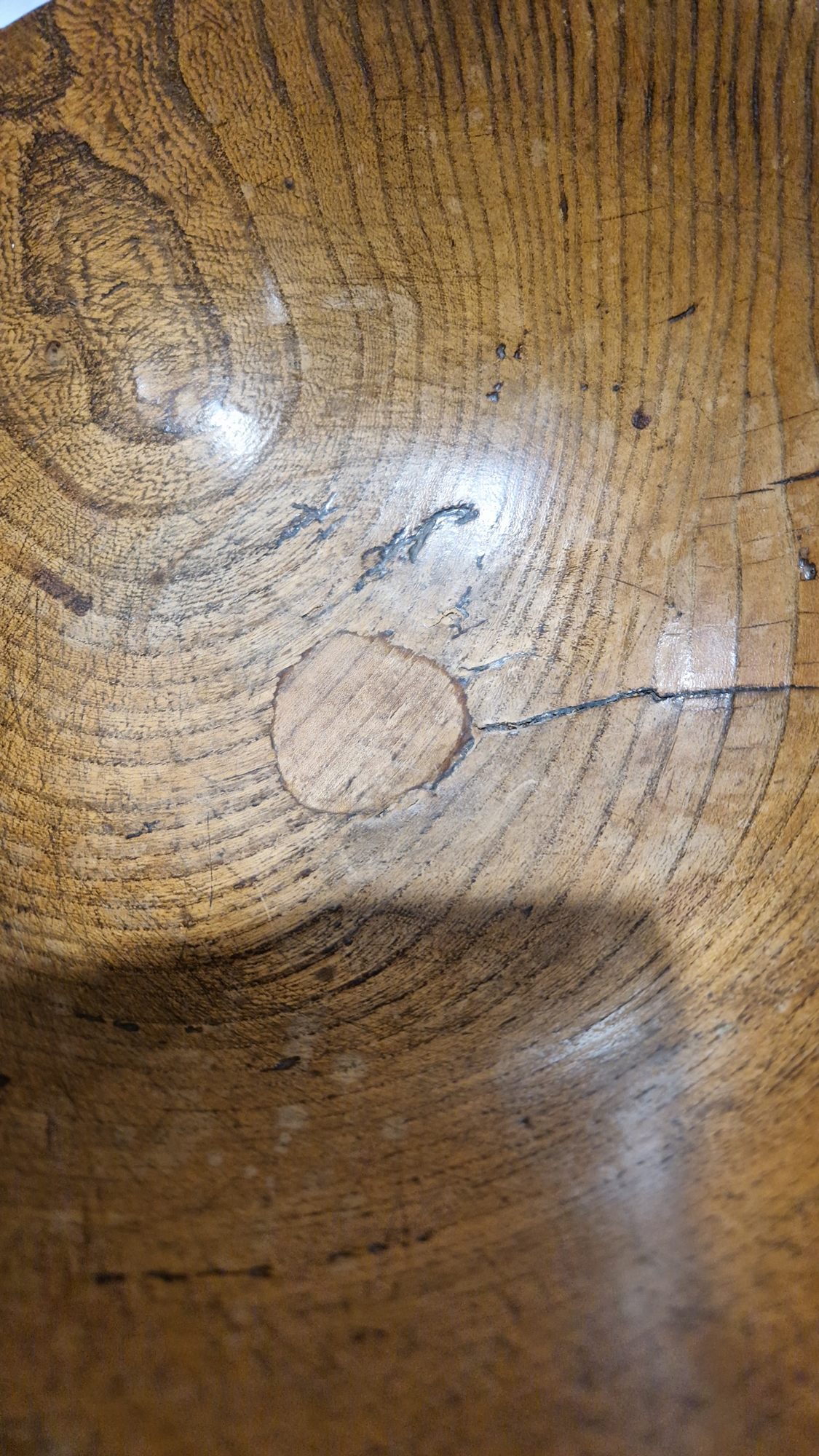 Two treen elm bowls in sizes, each turned, the first 19th/early 20th century (with repair to - Image 2 of 16