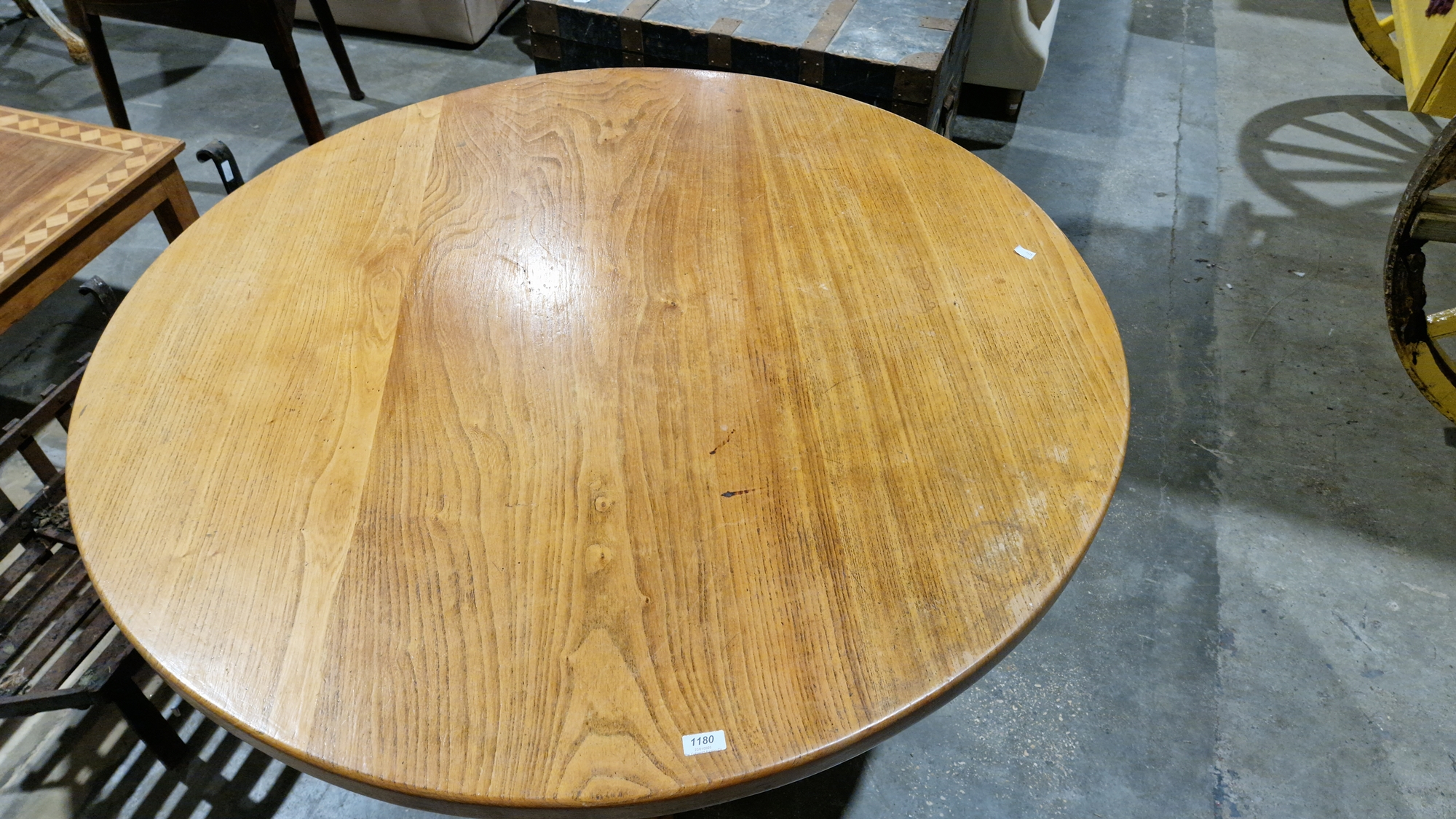 Modern pale oak dining table, the circular top on a substantial cross-form base, 123cm diameter x - Image 4 of 25