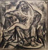 Fely-Mouttet (French, 1893-1953) Charcoal on paper Male figure seated with nude female on his lap,