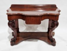 Victorian mahogany Duchess side table, the shaped top with back rail and ogee moulded edge, single
