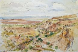 Daryl Christopher Nero (1946) Watercolour and black ink on paper View from Chizarira Safari Lodge,