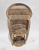 20th century wicker ' peacock ' chair, of typical form, 104cm high x 71cm wide