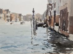 John Yardley (1933) Watercolour on paper Near the Rialto, Venice, signed lower left, 25.5cm x 34cm