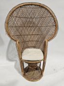 20th century wicker ' peacock ' chair, of typical form, 140cm high x 93cm wide
