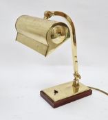 Banker's style desk lamp in the Edwardian manner, with gilt metal finish and adjustable tilting