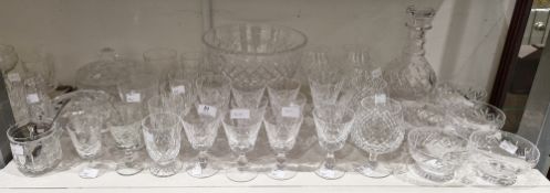 Large collection of 20th century cut table glass including a set of Stuart wine glasses cut with