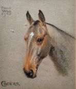 Donald Wood (British, 1889-1953) Pastel on paper Two studies of horses' heads named 