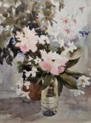 John Yardley (1933) Watercolour on paper Peonies and Columbine, signed lower left, 44cm x 33 cm With