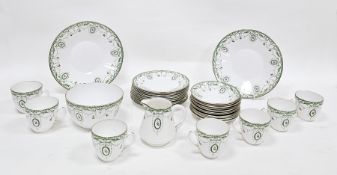 Shelley bone china part tea service, circa 1900, printed green marks, printed with green pearl