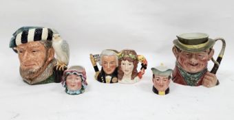 Collection of Royal Doulton and Beswick character jugs including a double Lord Nelson and Lady