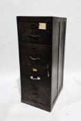 Early 20th century stained oak four drawer filing cabinet, each drawer with metal loop handles and