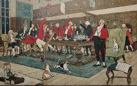 After Cecil Aldin (1870-1935) The Fallowfield Hunt, The Hunt Supper Print, published by Lawrence &