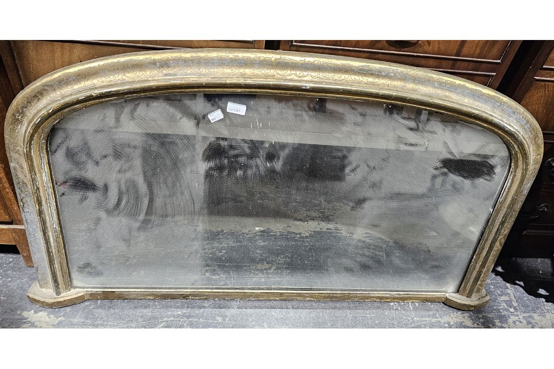 Small gilt overmantel mirror, 64cm x 116cm