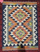 Chobi kilim hand knotted woollen rug, 86cm x 64cm