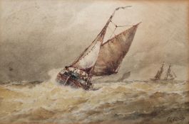 Frederick James Aldridge (1850-1933) Watercolour on paper Sailing ships on rough seas, signed