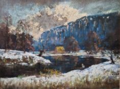 E. Matthews (mid-20th century) Pastel on paper January Afternoon, signed lower right, labelled