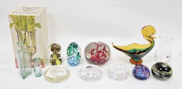 Collection of 20th century paperweights and other items including a Dartington Le Petit vase, boxed,