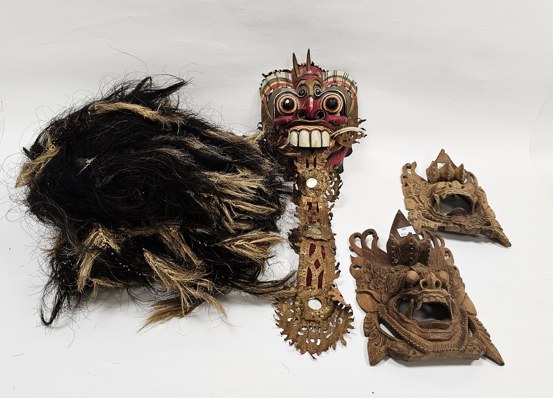 Ethnic headpiece wig formed from dark horse hair, approximately 100cm long together with - Image 3 of 3