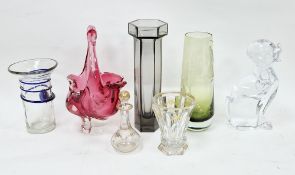 Collection of glassware, including: a late 19th century Bohemian cut-glass tapering beaker, gilt