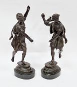 After F. Barbedienne (1810-1892), a pair of French bronze figures after the Greek, 'Hippomene'
