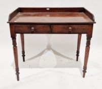 19th century mahogany washstand or side table, the rectangular top with three-quarter gallery
