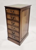 Pair of reproduction Regency mahogany veneered filing cabinets with green leather inset tops and
