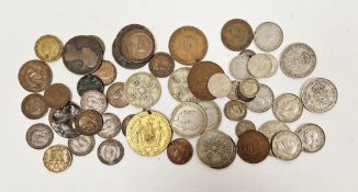 Collection of coins and an Edward VII and Queen Alexandra coronation medal, the coins including