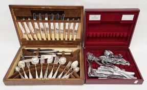Collection of 34 pieces of Oneida and other stainless steel flatware in the King's pattern contained