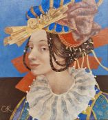 Olga Oreshnikov (20th-21st Century) Oil on board Pearl, signed, labelled verso 25.5cm x 23cm