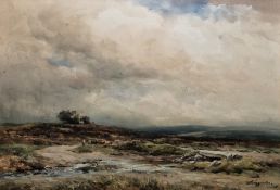 Wycliffe Egginton 1875-1951 Watercolour on paper Cattle grazing on moorland, signed lower right,