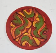 Poole pottery Delphis charger, circa 1970's, printed black marks with painter's monogram CB, painted