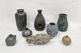 Group of studio and contemporary pottery vessels and others similar including a Navajo squat
