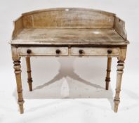 19th century ash washstand, the rectangular top with three-quarter shaped gallery and rounded