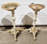 Two similar cast iron pedestal bird baths, largest 75cm high x 34cm diameter Condition Report We
