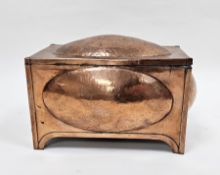 Late 19th / Early 20th century Arts and crafts copper tea caddy, with oval domed panels to lid and