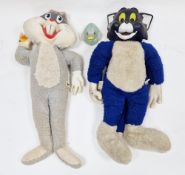 Vintage 1970's Burbank Toys pull-string Tom (from Tom and Jerry) soft toy together with a 1970's