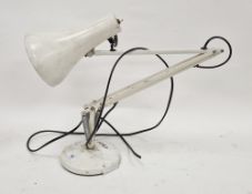 Herbert Terry & Sons anglepoise desk lamp, in white finish, with domed circular base, stamped to