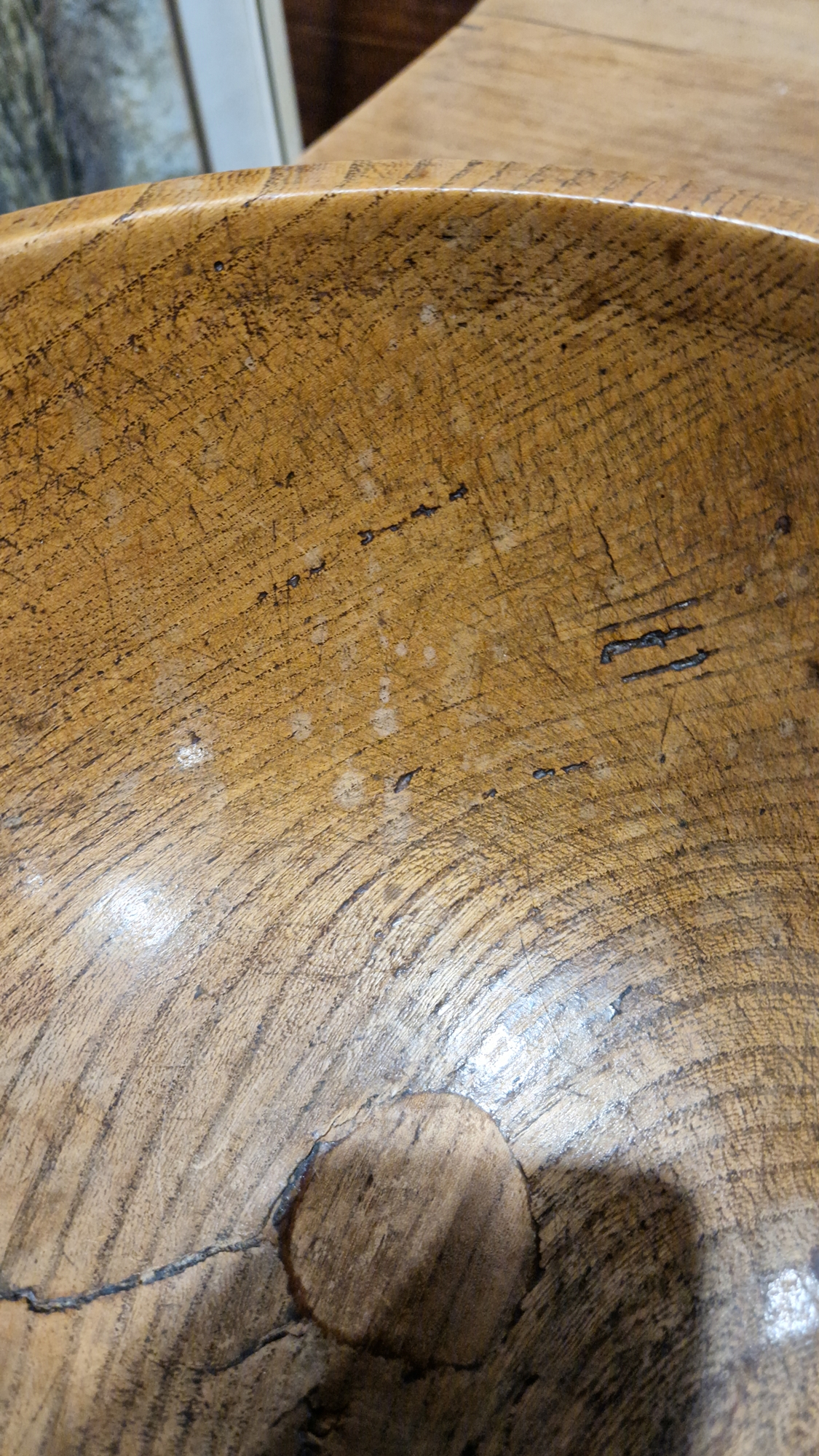 Two treen elm bowls in sizes, each turned, the first 19th/early 20th century (with repair to - Image 4 of 16