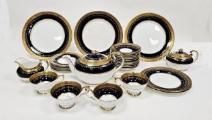 Aynsley (factory seconds) Georgian cobalt blue pattern part tea service, cancelled printed green and