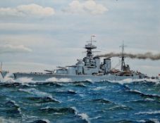 Thorne (20th century) Oil on board Naval maritime scene, 