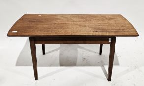 Mid-century teak coffee table, of rectangular form with rounded ends, 47cm high x 103cm long x